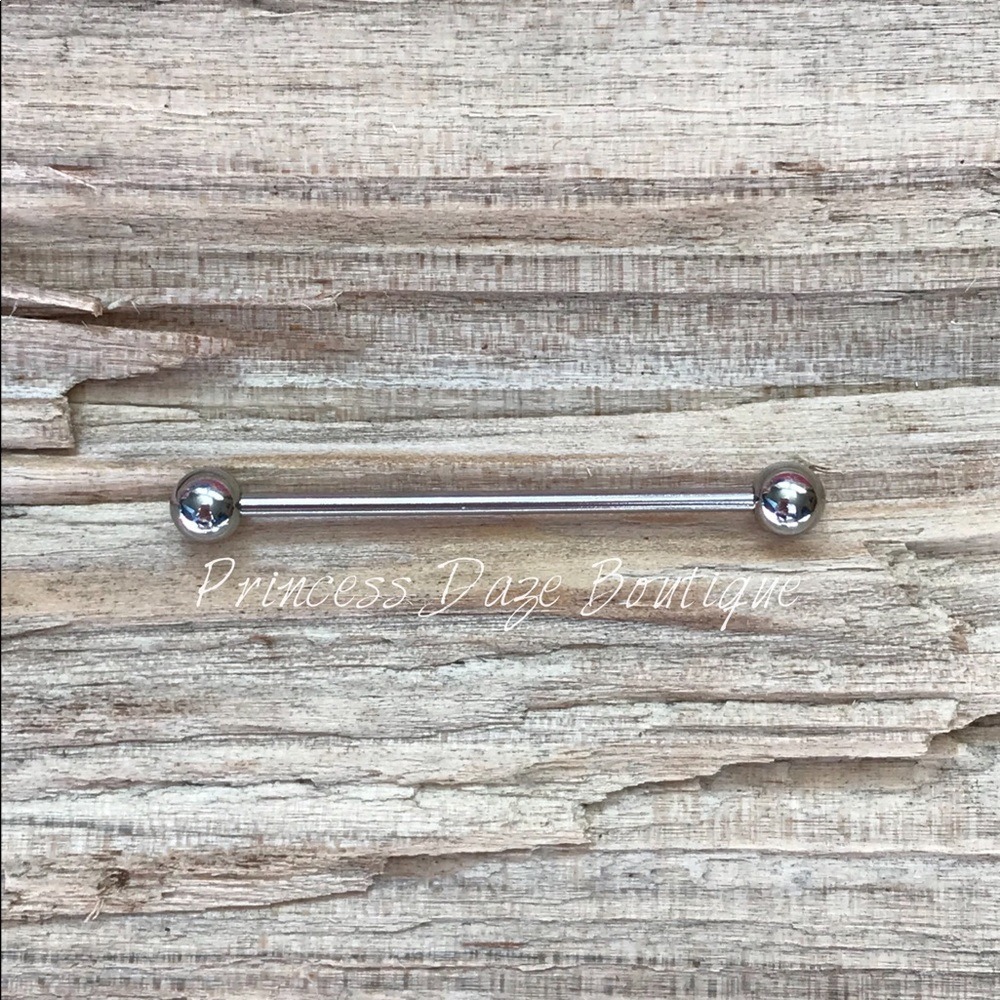 Silver Industrial Barbell Earring‎